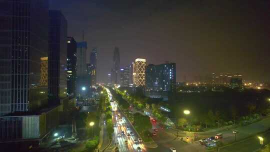 杭州萧山区钱江世纪城市心北路夜景视频素材