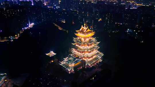 重庆江北鸿恩寺夜景航拍