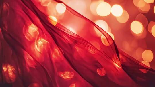 红色绸布与光斑背景素材