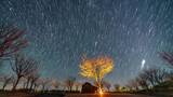 夜空下英仙座流星雨，铜鼓嶂，粤东第一峰高清在线视频素材下载