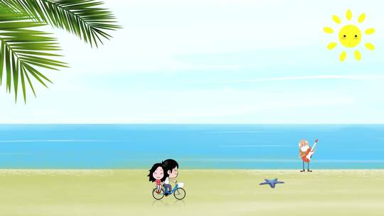 卡通沙滩自行车