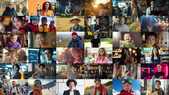 百人千人万人笑容微笑(前136S为快速预览)高清在线视频素材下载