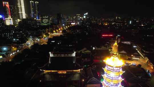 江苏无锡城市夜景灯光航拍