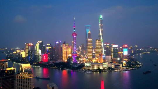 航拍上海陆家嘴夜景环球金融中心地标夜景