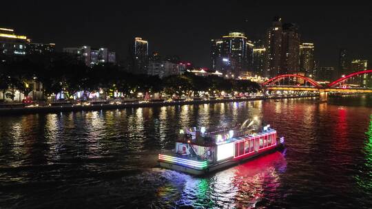 珠江夜景解放桥珠江夜游_8K