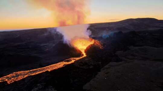 火山，熔岩，喷发，冰岛