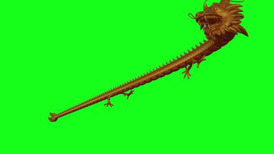 绿幕金色中国龙素材