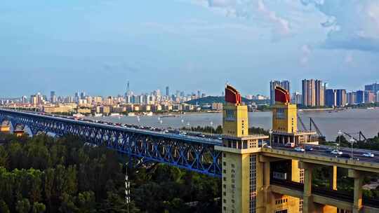南京长江大桥航拍延时
