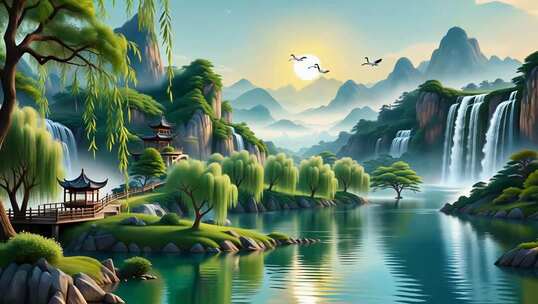 中式山水风景素材