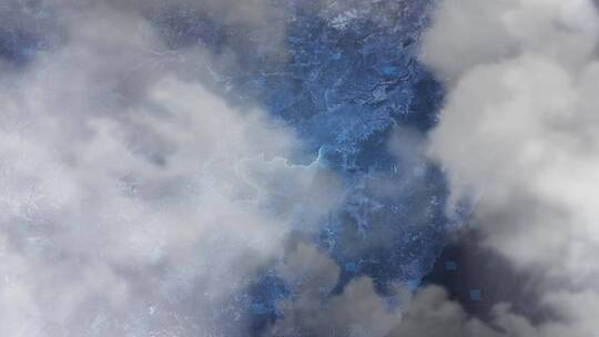 佳木斯市地图-云雾俯冲勾勒轮廓