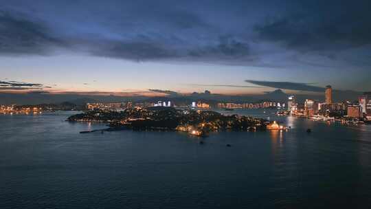 航拍厦门日落夜景