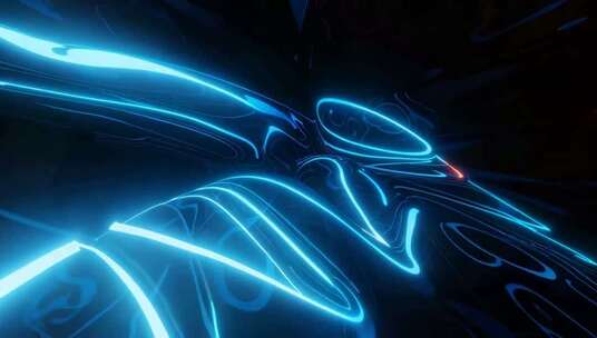 蓝色光效流动线条素材
