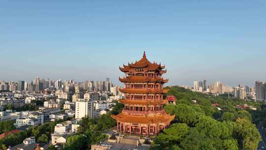 武汉地标黄鹤楼航拍城市景观建筑风光风景