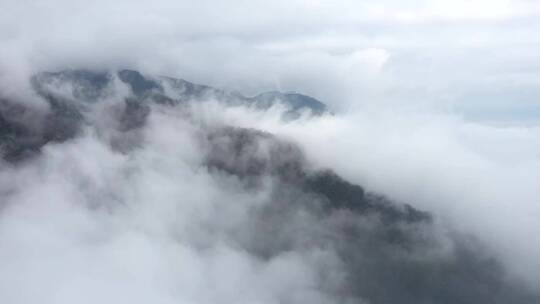 航拍浙江湖州安吉山区清晨高山大雾视频素材模板下载