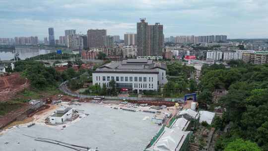 航拍衡阳市图书馆新馆建设筹备