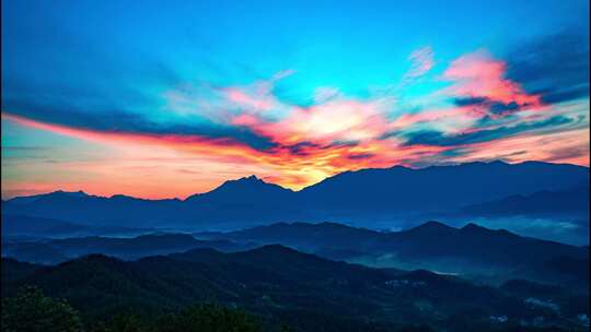 烈马回头/笔架山/大别山日出延时4K视频素材模板下载