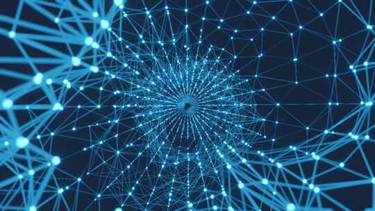 蓝色科技感网络线路连接画面