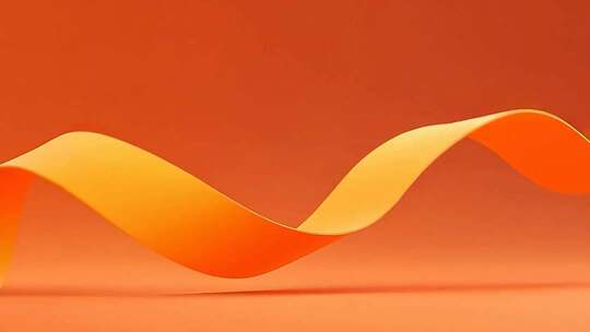 橙色绸带飘动素材