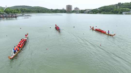 南京玄武湖端午龙舟赛，端午赛龙舟划龙舟