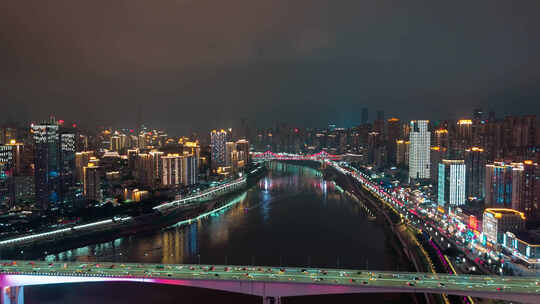 繁华城市夜景重庆夜景航拍