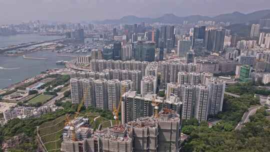 海港港城上空旋转拍摄