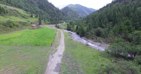 绿水青山乡村风景航拍