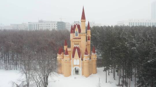 哈尔滨冬天雪景航拍