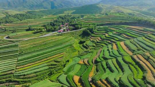 航拍梯田田园风光美景