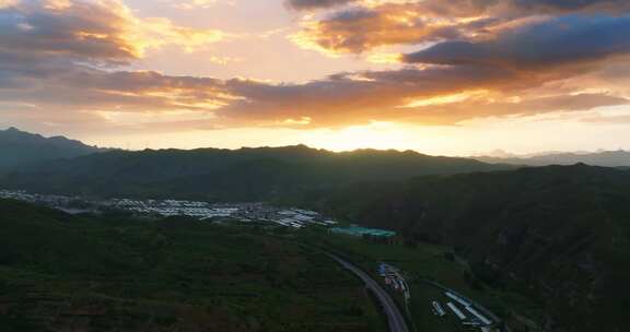 日落晚霞壮美河山夕阳日落