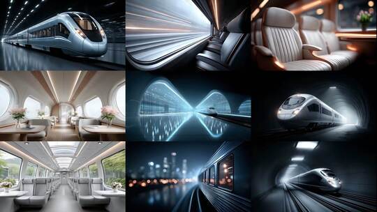 未来城市穿梭之旅有轨电车极速体验高清在线视频素材下载