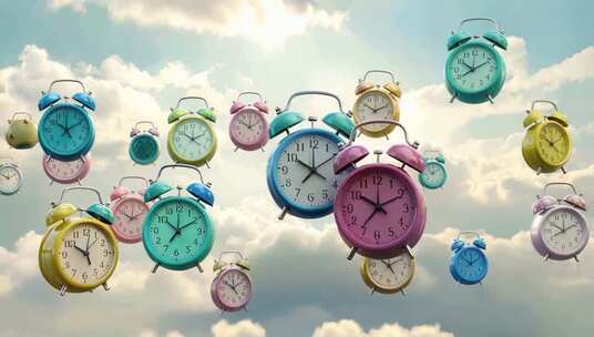 漂浮空中的多彩闹钟