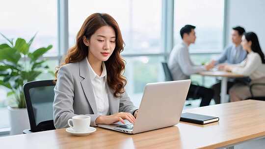 女商人办公室使用笔记本电脑