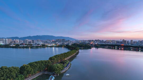 江西省九江市城市风光黄昏入夜延时