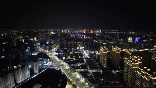 江苏宿迁城市夜景灯光交通航拍