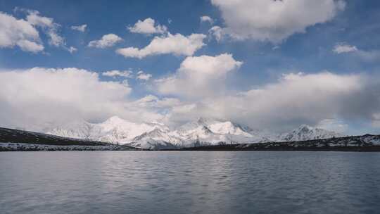 河流湖泊雪山延时摄影