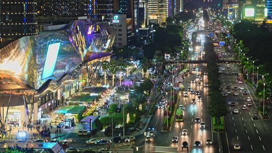 广西南宁城市商圈万象城夜景航拍