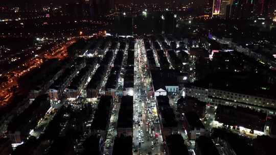 义乌北下朱村夜景大全景航拍