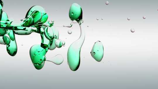 透明化妆品绿色油气泡和形状