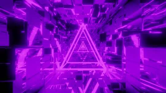 环状紫色3D三角形电影隧道