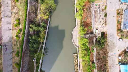 航拍城市河流/济南兴济河