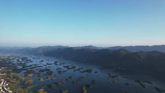 航拍湖北黄石旅游千岛湖岛屿湖景自然风光