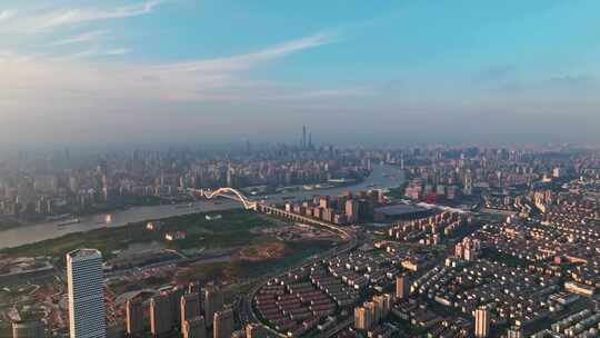 航拍上海现代城市风光高楼大厦写字楼CBD