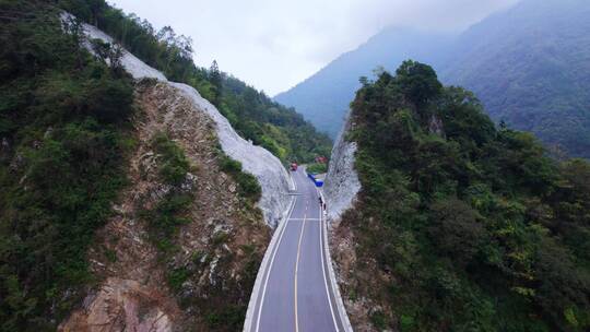 高原地区山间桥梁公路航拍