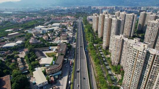 航拍厦门城市道路景观