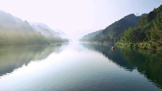 郴州东江湖小东江 日出山水航拍 绿水青山