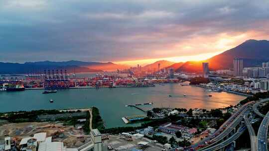 港口集装箱码头全景鸟瞰，深圳盐田港