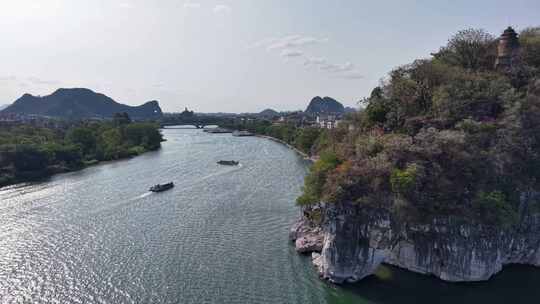 航拍广西桂林象山景区