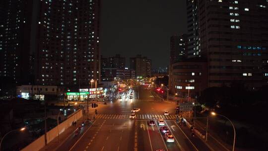 上海宜山路夜景航拍