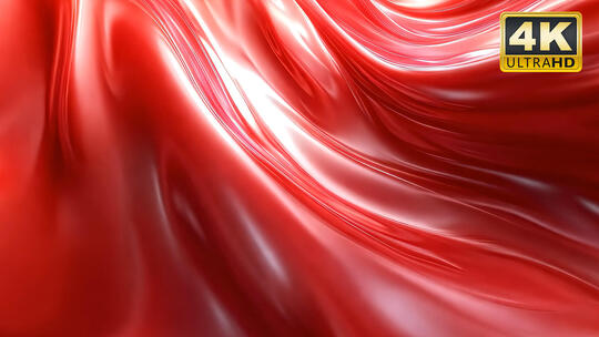 金属液体波动红色丝绸背景特效素材