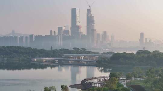 深圳湾清晨航拍